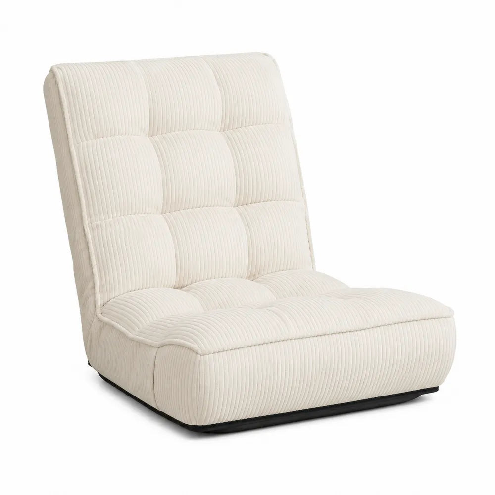 Sillón de suelo ajustable de chenilla color crema