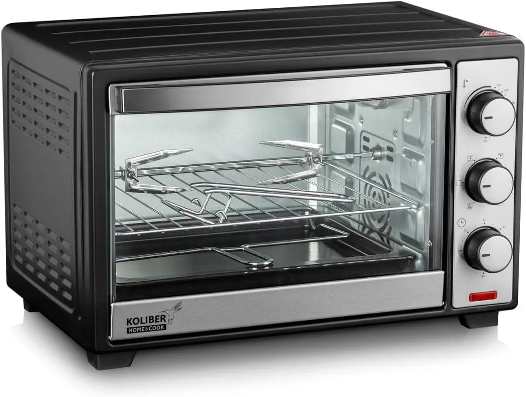 Koliber, Mini trouby, SUPERMAX X 2000W Mini trouba 25L cirkulující vzduch rotační skewer Pizza trouba, Stříbro / Černá, 2000W, 25L, 1600W