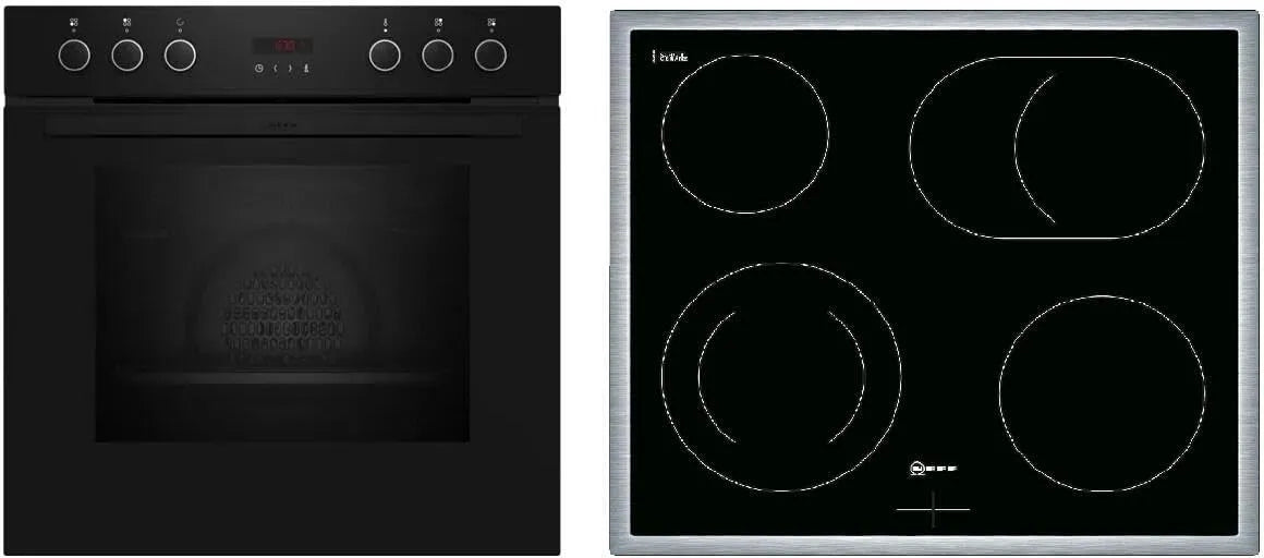 Neff EDX4PB0 E2CCG6AK3, Sety sporáku a trouby, sporák sestávající z sporáku, 60 x 60 cm, pyrolýzní samočištění, Circotherm, LED, Černá