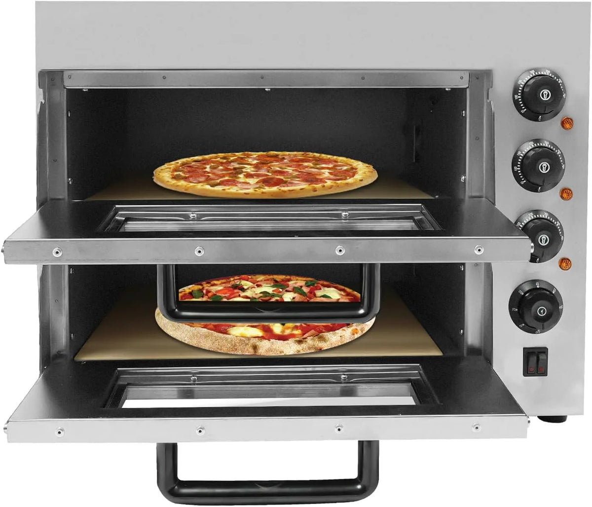 WINPANG, Pece na pizzu, 3000W Elektrická Pizza Oven Double-Story, 220V s regulací teploty a časovač, Stříbrná, 3000W, 220V, 20L, 50Hz