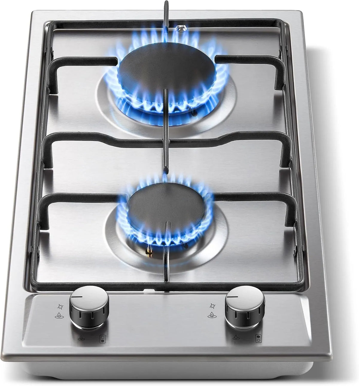TopStrong, Varné desky, Gas Cooktop 2 Flame, 30cm nerezová plynová Cooktop s automatickou ochranou, Stříbrná, 30cm, 4200W, 2 v, 2400W