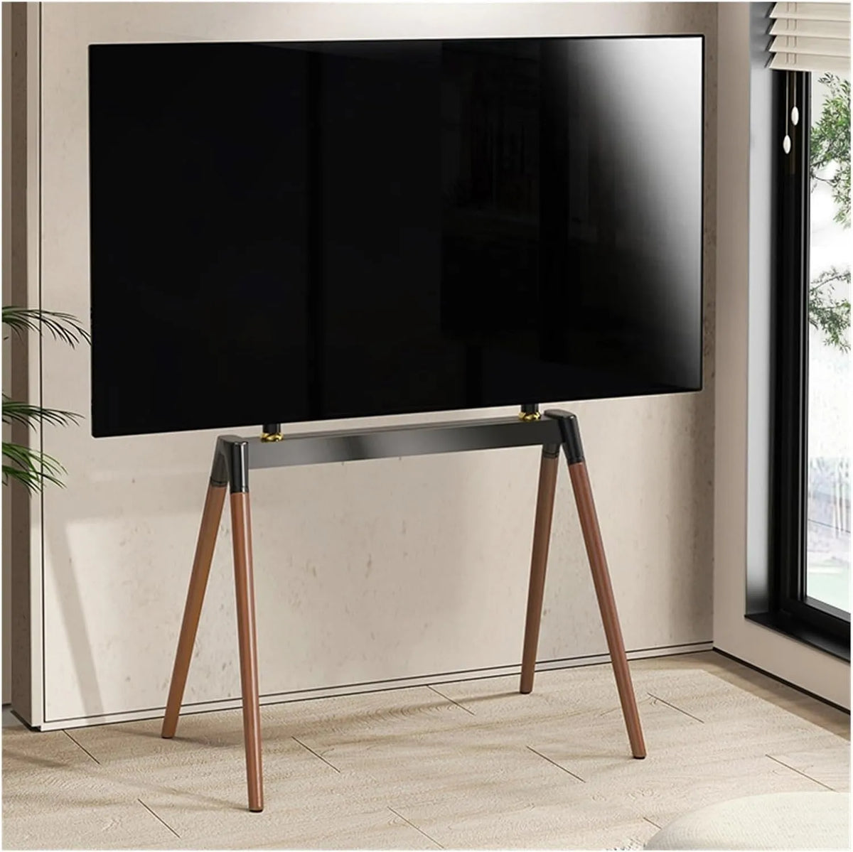 QYMYOZ, Nástěnné a stropní držáky, Univerzální TV stojan, TV podpora, TV podlaha, typové stojan, mobilní TV stojan, Černá, 132 l, 141 cm, 77 l
