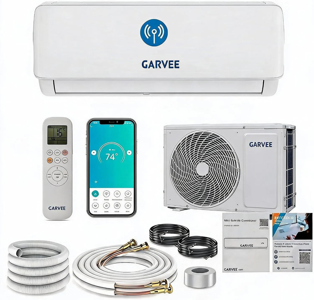 Garvee 220-240V, Splitové klimatizace, A + + Split klimatizace 18000BTU, plechová pouzdro, třída energetické účinnosti a, Bílá, 18000BTU, 240V