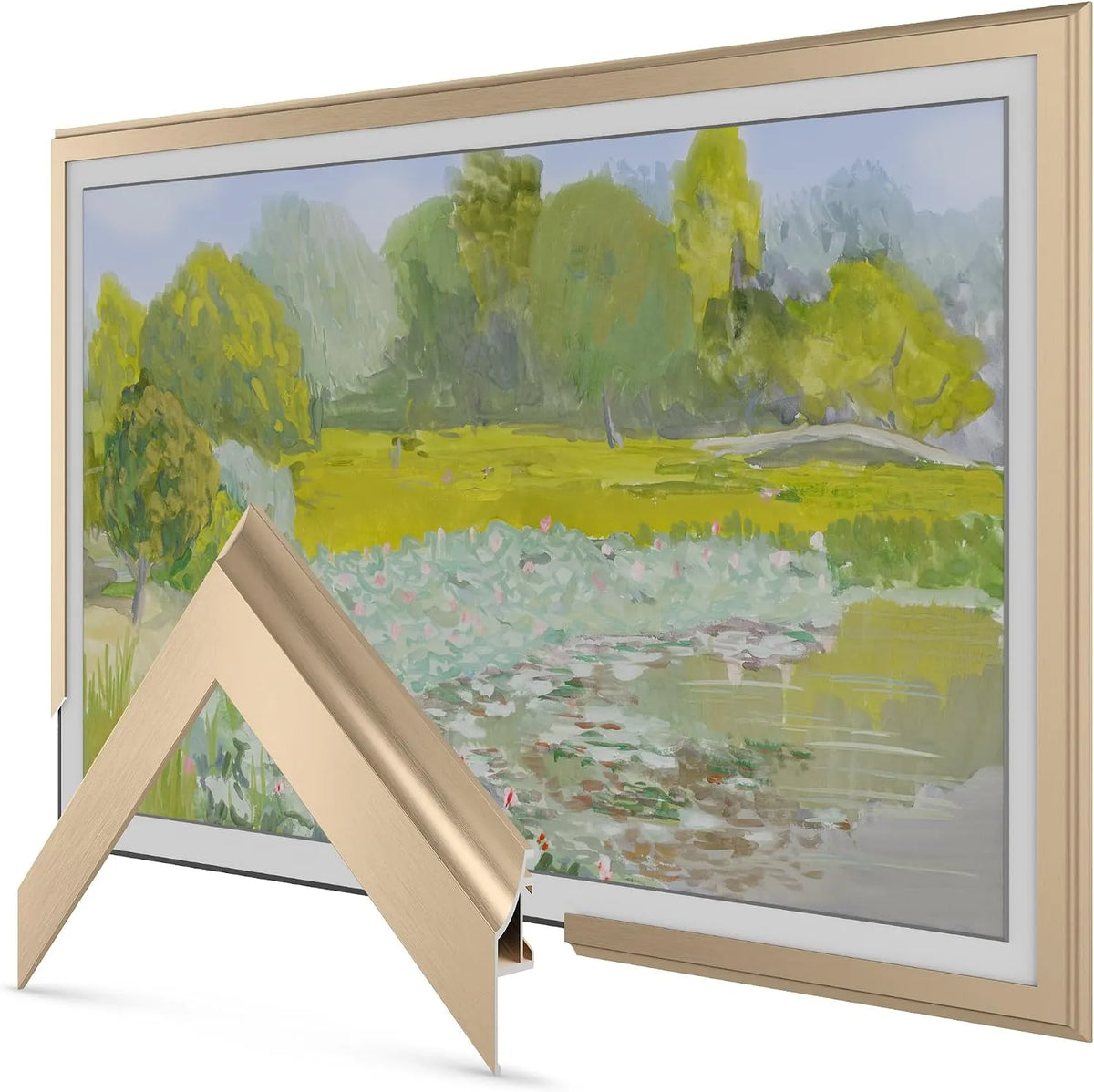 Frame My TV, Televizory, Rámeček Můj TV Deco TV rámeček v legátu - světle zlatý bezel, kompatibilní pouze, Černá, 3, 8 cm, 7.6 cm
