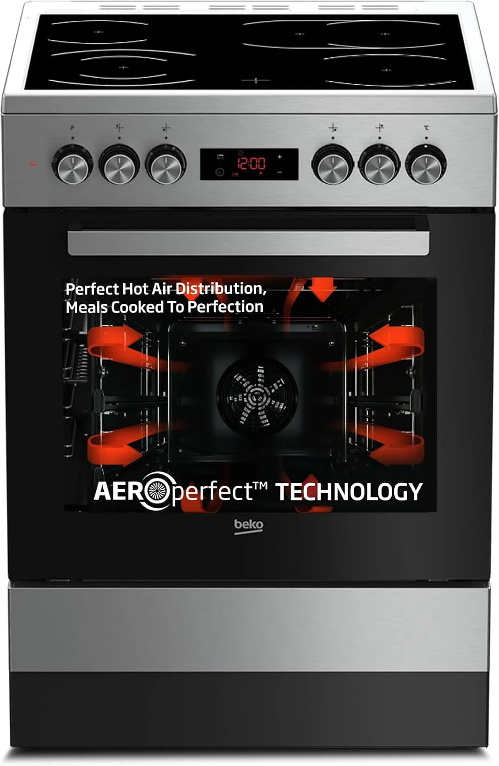 Beko FSM67320GXS, Sporáky, Oddělený sporák, multifunkční trouba s ceránovým sporákem, 60 cm, 72 l objem, Stříbrná, 67320G, 72 l