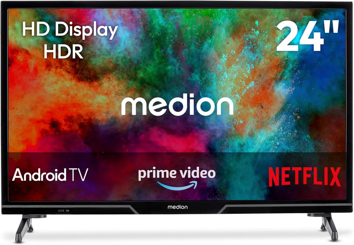 MEDION, Televizory, 59.8 cm (24 palců) HD TV (Android TV, Smart TV, HDR, Prime Video, PVR, Bluetooth, Černá, 59.8 cm
