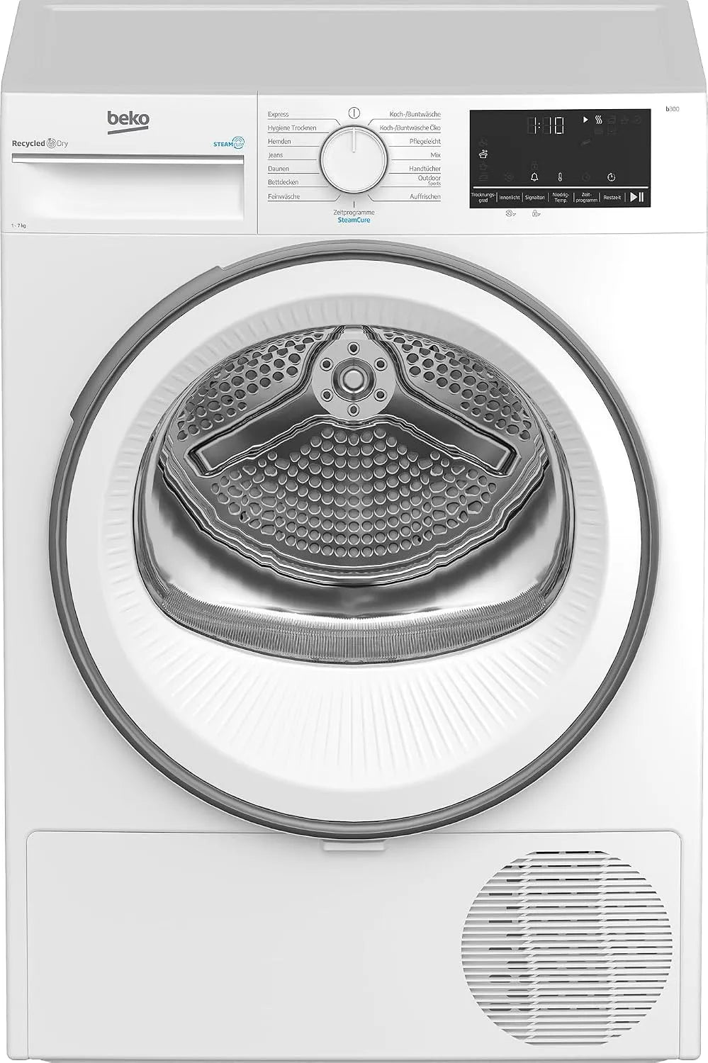 Beko B3T41239A, Sušičky s tepelným čerpadlem, sušička, 7 kg, vysoušeč tepelných čerpadel, funkce páry, ochrana proti, Bílá, 54, 3 cm, 2 v