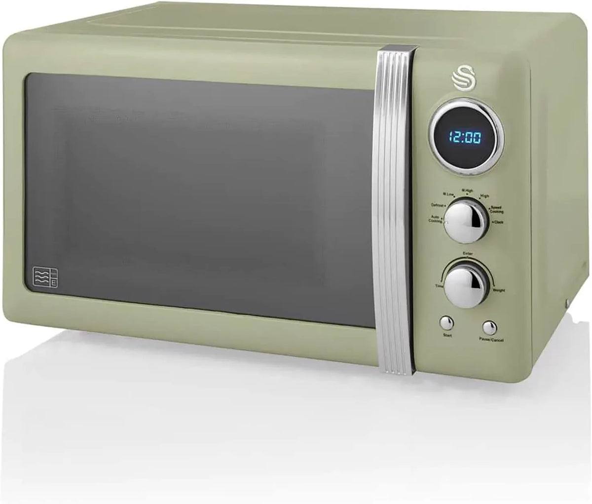 Swan SM22030GNEU, Samostatné mikrovlnné trouby, Retro Digitální Mikrovlnná trouba 20L, 5 úrovní výkonu, funkce rozmrazování, 60, Zelená, 22030G