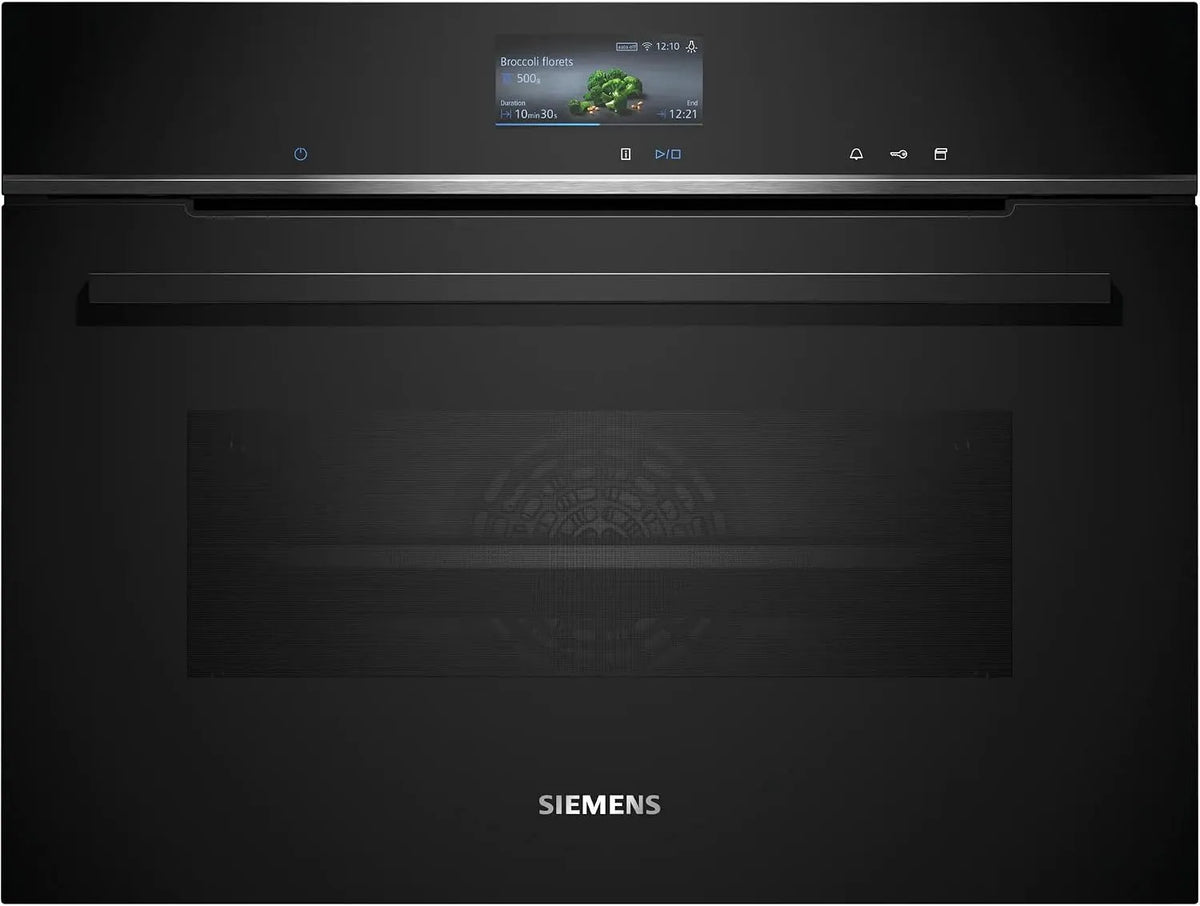 Siemens iQ700 CS736G1B1, Trouby, Smarter Built- in Compact Steam Cooker 60 x 45 cm, Černá / stříbrná, 60 x 45 cm, 736G