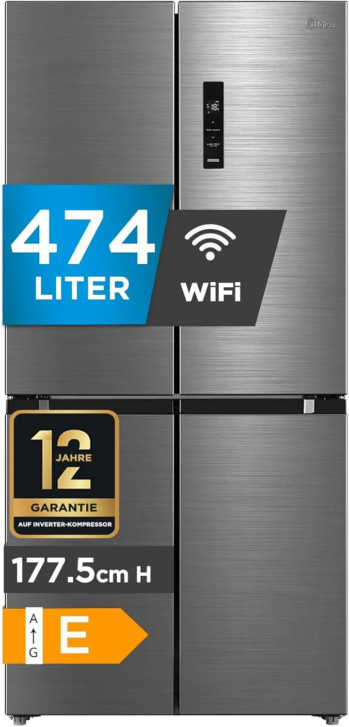 Midea MDRF632FIE46, Kombinované chladničky s mrazákem, Multi- dveře Chladník-Mrazič, 474 L, NoFrost, Bílá, 295 kW, 65.3 cm