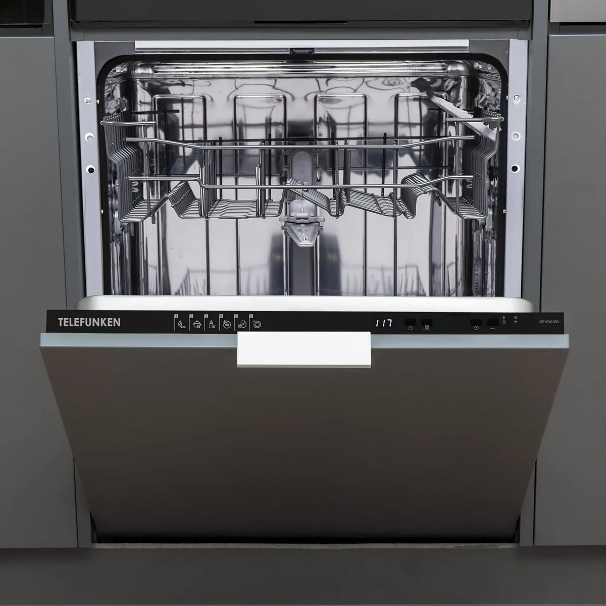 TELEFUNKEN GEV6012D, Myčky nádobí, 60 cm, myčka nádobí 60 cm plně integrovatelné 12 měřené stropy, Stříbrná, 12 G, 5 cm, 0, 824 kW