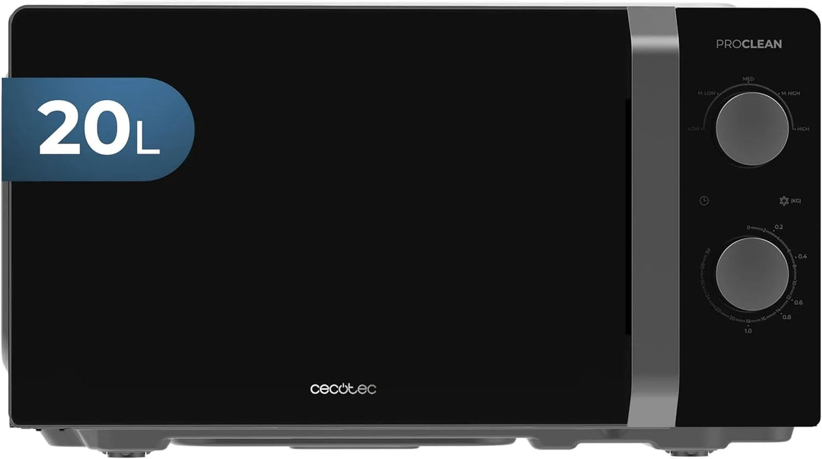Cecotec, Samostatné mikrovlnné trouby, Mikrovlnná Inverter Proclean 2010 Inverter, 700W, 19L, Černá / stříbrná, 245 mm