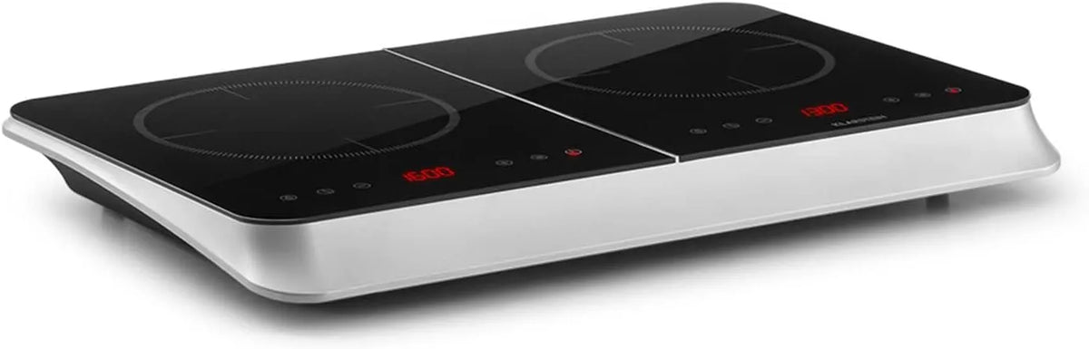 Klarstein, Varné desky, InnoChef - dvojitá indukční varná deska, mobilní varná deska, 3400 W, ovládání, Stříbrná, 2000 W, 1400 W