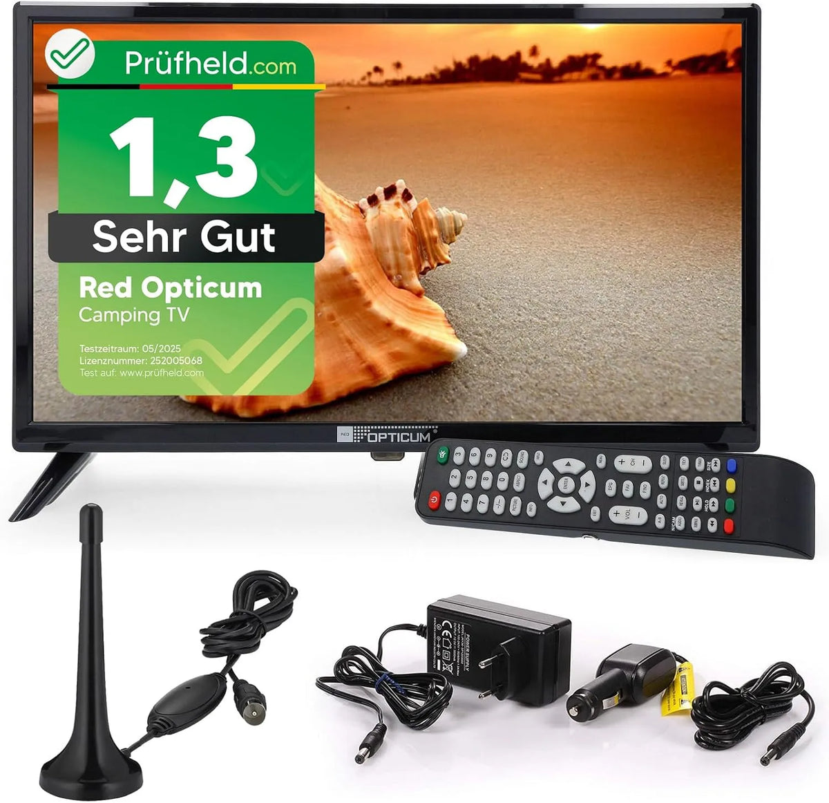 RED OPTICUM, – DVB-C, Televizory, /-S2/-T2 LED TV 24 palců TV včetně autoadaptéru a DVB-T