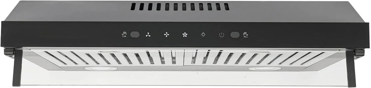 cunnyend, Nástěnné digestoře, odsávací kapota 60 cm, noxybilní ventilátor ventilátoru pro ventilátor, Černá / stříbrná, 60 cm, 2 × 1, 5 W