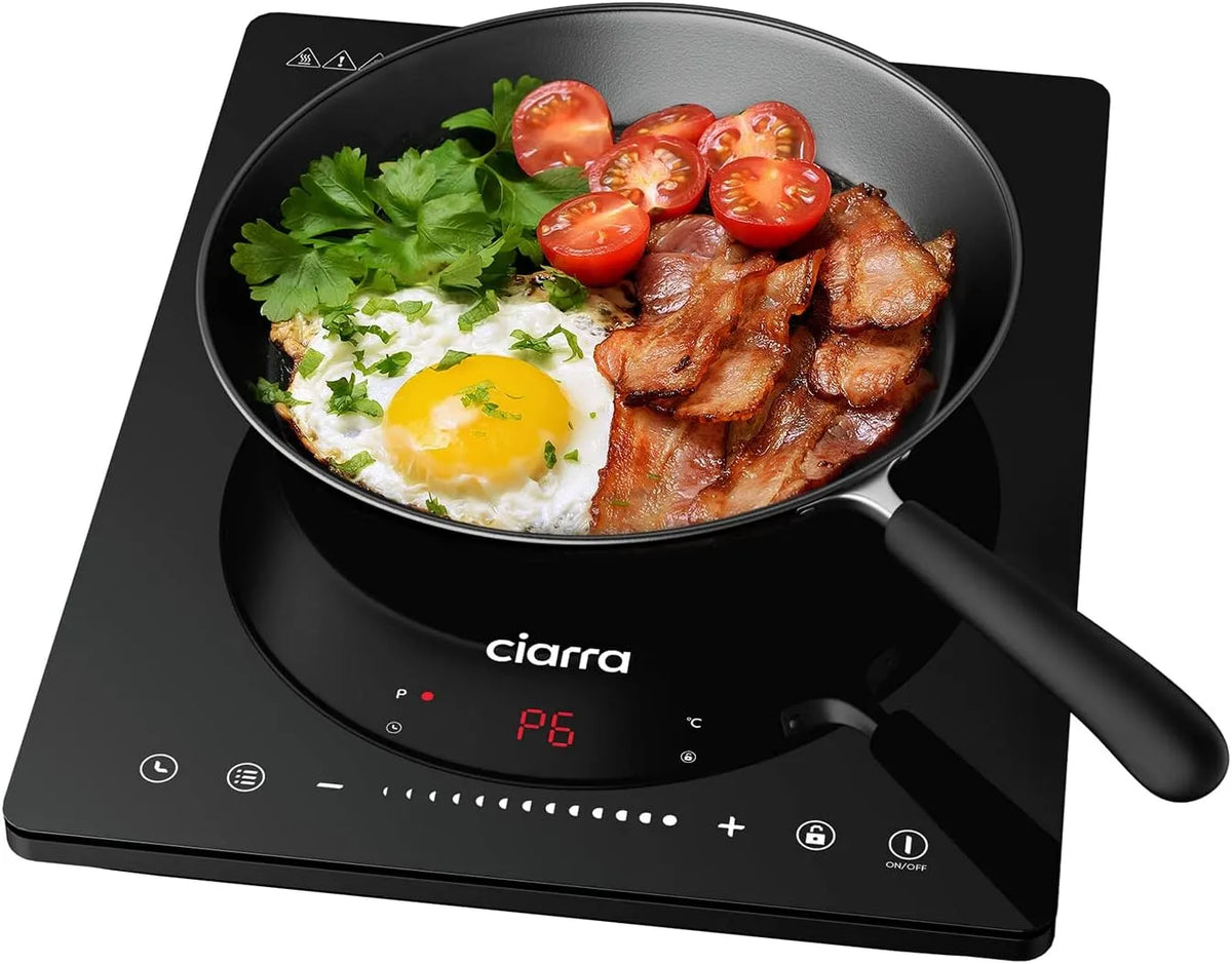 CIARRA CBTIH1, Varné desky, C Indukce horkých desek Single 2000W dotykové ovládání Induction Cooktop s 8 Úrovně, Černá, 2000W, 8 v, 2, 3 kg, 60 Hz
