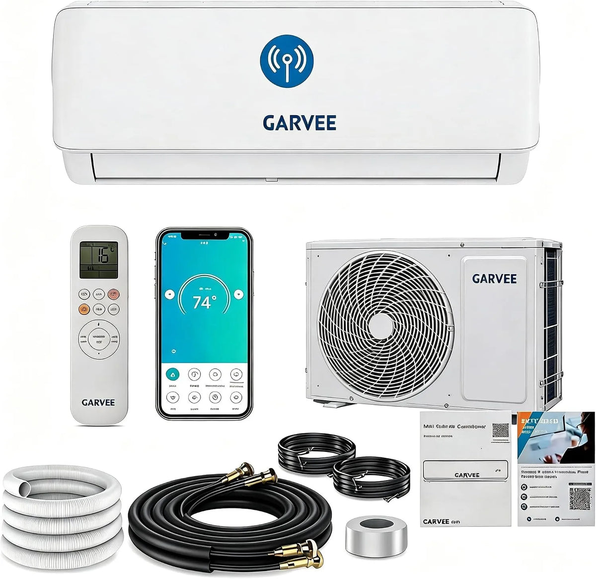 Koioplie, Splitové klimatizace, Pevný systém pro dělení vzduchu, 18000 BTU, Bílá, 5.28 kW, 19 dB