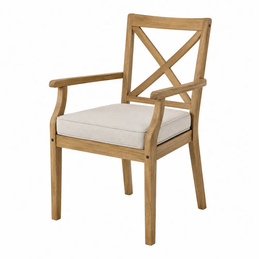 Silla de madera maciza con cojín de poliéster beige