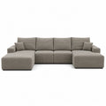 Sofá modular en tela de pana marrón claro 300x150x85 cm
