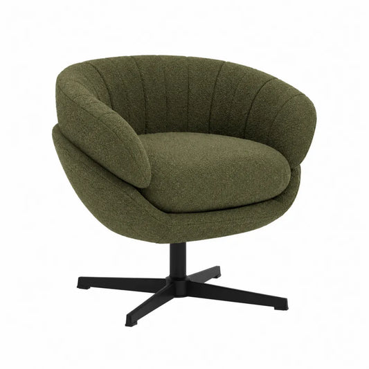 Silla giratoria de lana bouclé y base de metal, 75x75x80 cm