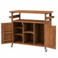 Carrito de cocina de madera de acacia con estantes y ruedas