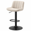 Taburete de bar de tela y metal negro beige