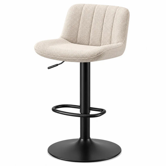 Taburete de bar de tela y metal negro beige