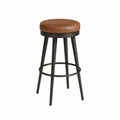 Taburete de bar de cuero sintético marrón y metal negro 76 cm