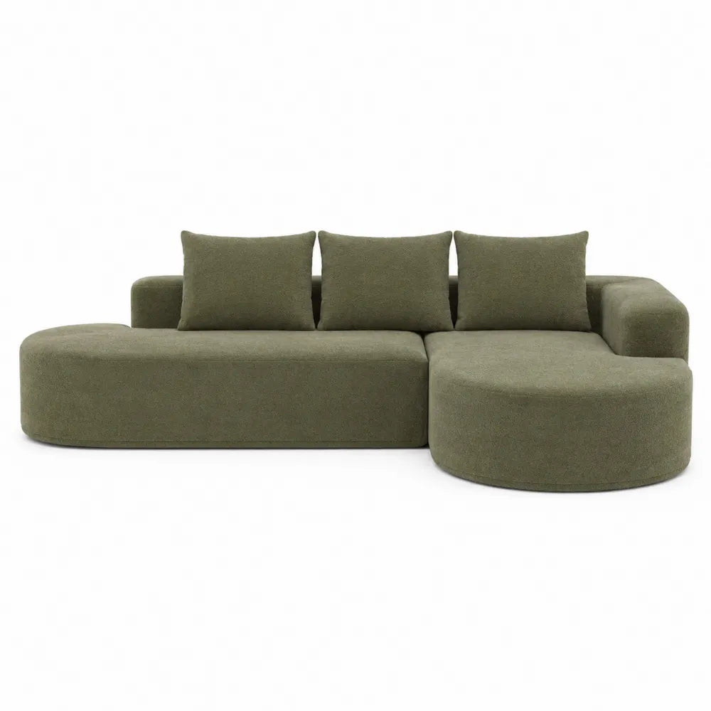 Sofá esquinero modular de algodón y espuma verde oscuro 260x160 cm