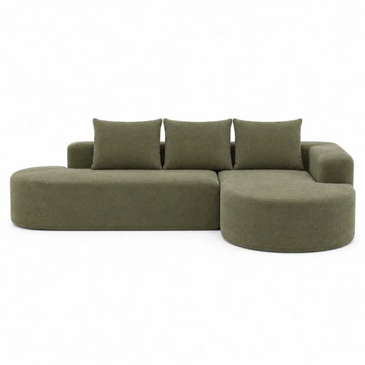 Sofá esquinero modular de algodón y espuma verde oscuro 260x160 cm