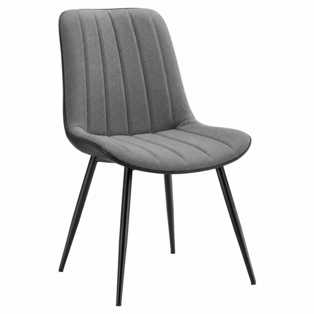 Silla de Comedor de Poliéster Gris con Estructura Metálica