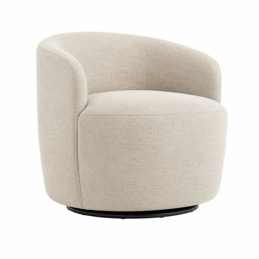 Silla Giratoria Tapizada en Tela Beige