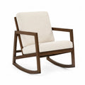 Silla Mecedora de Madera Maciza y Tela de Poliéster Beige