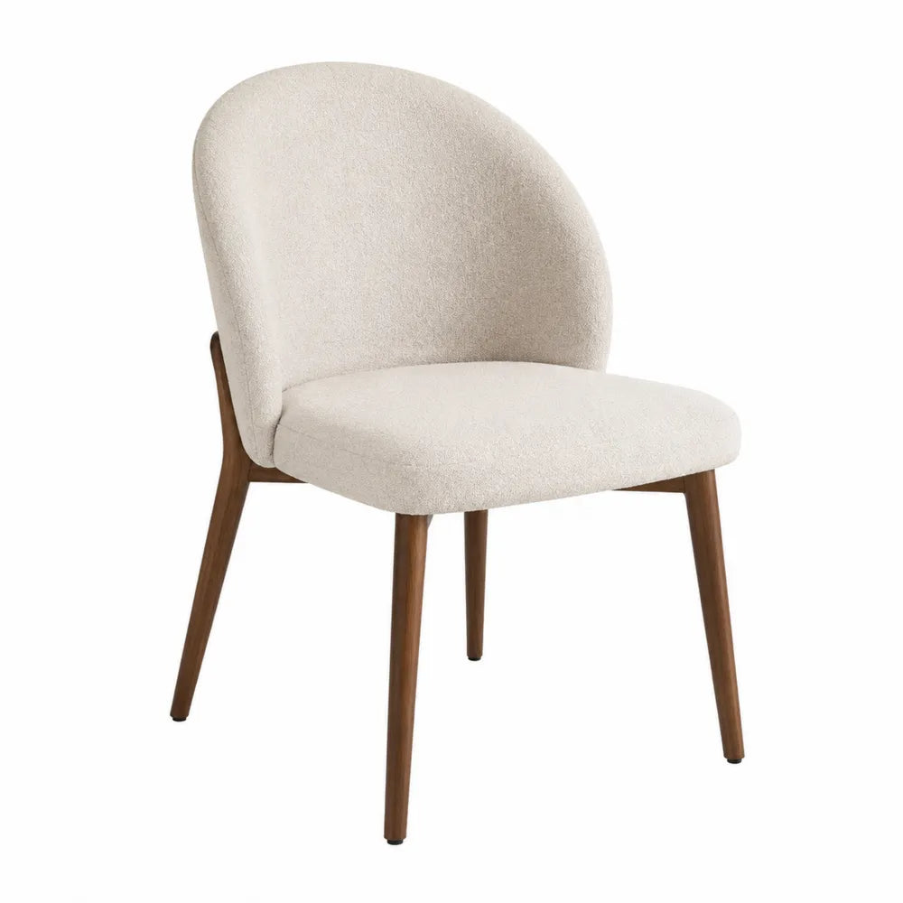 Silla de comedor beige de madera de nogal