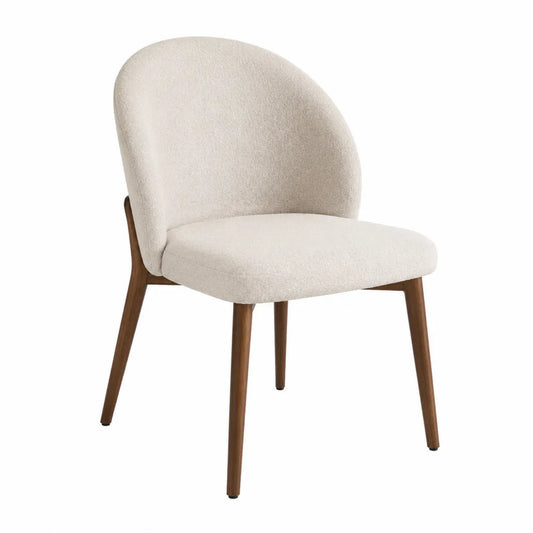 Silla de comedor beige de madera de nogal