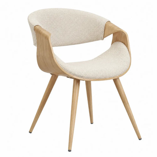Silla de comedor con estructura de madera y tapizado de poliéster beige
