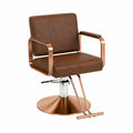 Silla de salón de cuero sintético marrón con base de acero