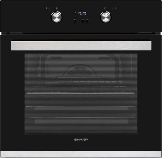 SHARP K-61D27BM1-FR, Trouby, built- in troub pyrolýza, (72 L, EEK A, 6 troub funkce, zasouvací zástrčky), černá, 68 L