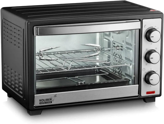 Koliber, Mini trouby, SUPERMAX X 2000W Mini trouba 25L cirkulující vzduch rotační skewer Pizza trouba, Stříbro / Černá, 2000W, 25L, 1600W