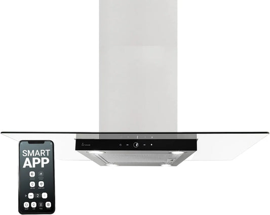 KKT KOLBE, Ostrůvkové digestoře, KKT Piston rozsah kapoty 90 cm, Černá / stříbrná, 90 cm, 70 cm, 4 x 1, 5 W