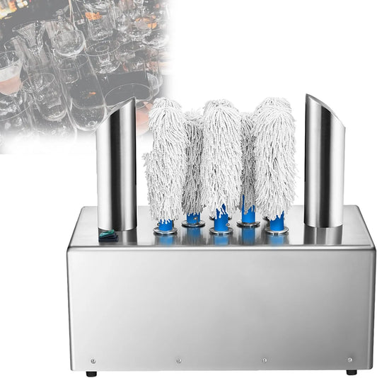 Pnpaea 8-HeadGlassPolisher, Myčky skla, Elektrický postřikovač skla, S 5 / 8 kartáči na bary, 1200 hrníčků / h čisticí, Průhledná, 10 cm, 4 v