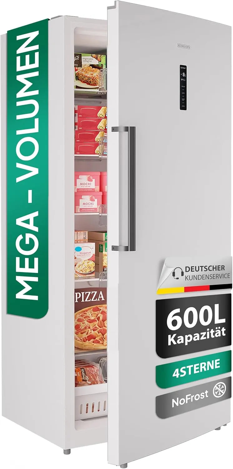 Heinrich´s, Mrazničky, Hinrich Grenes mrazák, 600L XXL Mrazicí box, ochrana proti mrazu, 1x mrazák, 5x, Bílá, 600L, 39 dB, 359 kW, 75.0 cm