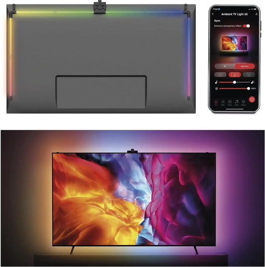 EMOS, LED pásky, Smart TV Backlighting pro 65 'TV (164 cm) - Odnímatelné RGBIC LED světelné, Černá, 65 ', 164 cm, 610 l, 2, 4 G