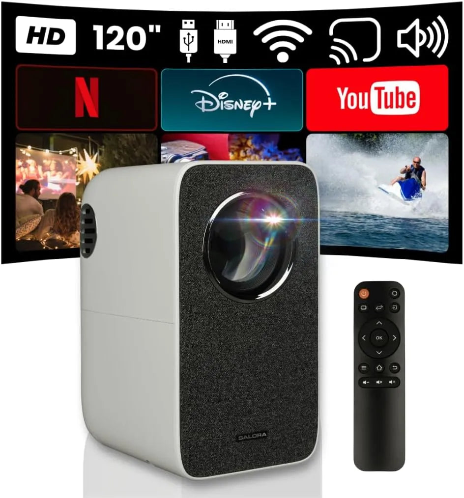 SALORA 45BHM2550, Projektory, Projektor - LED Beamer domácí kino, přenosný mini projektor s 2500 lumeny, Černá, 2500 l, 1280x720, Full HD