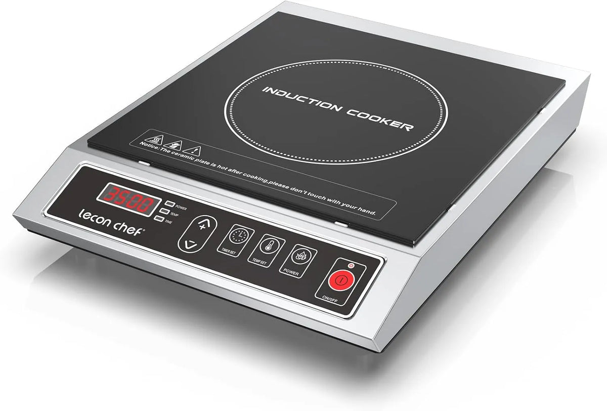 lecon chef 24-Stunden-Timer, Varné desky, Indukční horká deska, 3500W jednoindukční plotýnka, horká deska, 50KG Velká, Černá, 3500W, 50KG, 300W