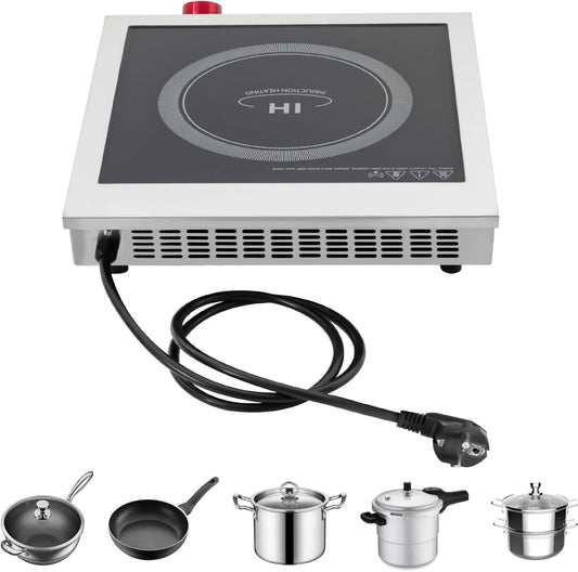 WSIKGHU 220-240V, Elektrické vařiče, 3500W Komerční indukční sporák, Euro plug, 60-270 ° C Nastavitelná teplota, 43 x, Černá, 3500W, 240V