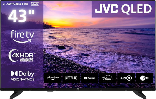 JVC LT-43VRQ3555, Chytré televizory, LT- QLED TV 43 palců Fire TV 4K UHD rozlišení Smart TV, Černá, 43V, QLED, 4K, 108 cm