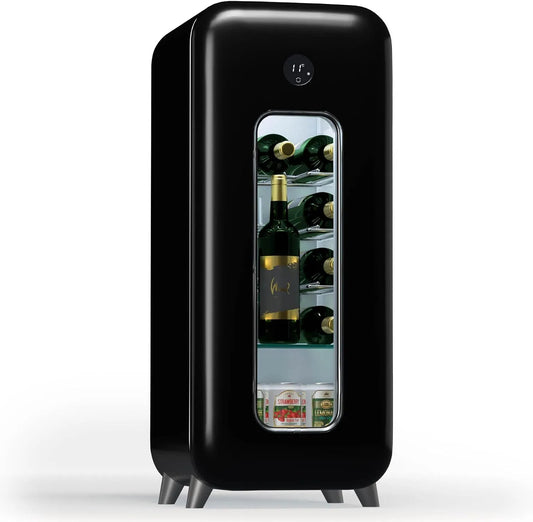 Klarstein, Chladničky na víno a sekt, Clearstein Freestanding víno lednice 1 zóna, nápoje lednice Klein, malé víno, Černá, 15 l, 45 dB, 91 cm