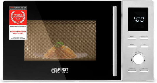 TZS First Austria 2-in-1, Mikrovlnné trouby s grilem, TZS První Rakousko - Mikrovlnná trouba s grilem - Mikrovlnné pece - 20 litrů, Stříbrná, 20 l