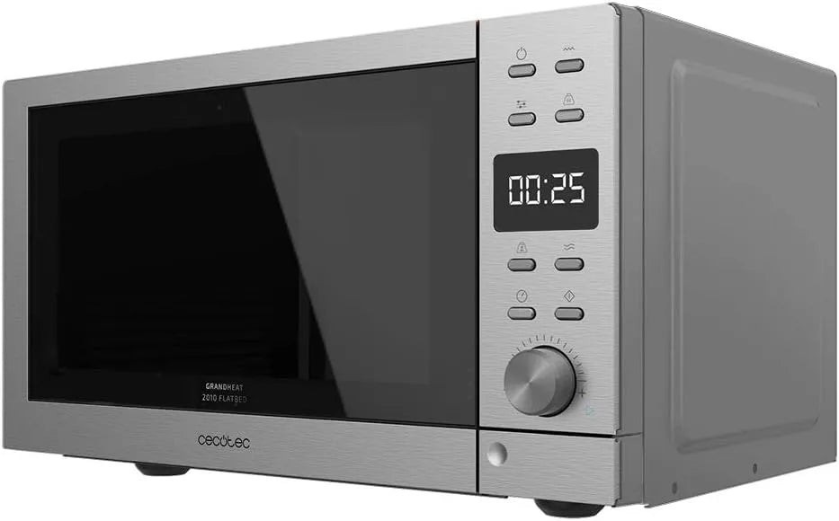 Cecotec, Mikrovlnné trouby s grilem, Mikrovlnná trouba bez točny GrandHeat 2010 Flatbed Steel, 20L, 700W, Černá / stříbrná, 900 W